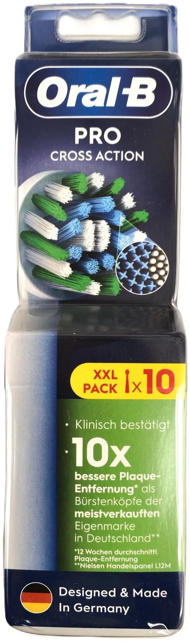 Main image of Pro Cross Action Replacement Brush Heads, 10 Count (XXL Pack), Electric Toothbrush Refills, International Version