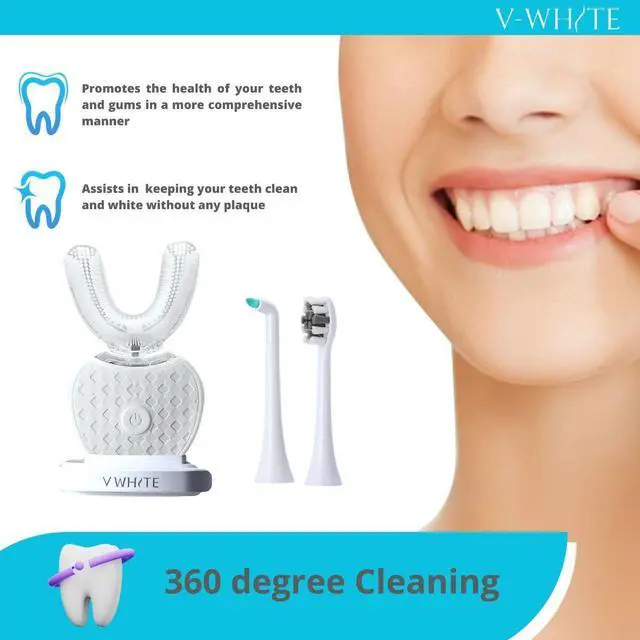 Alt view image 4 of 7 - Adults Auto Brush Ultrasonic U-Shaped Toothbrush 360° Teeth Cleaning, Hands-Free Electric Autobrush Gum Protection, Waterproof IPX7, Wireless Charging