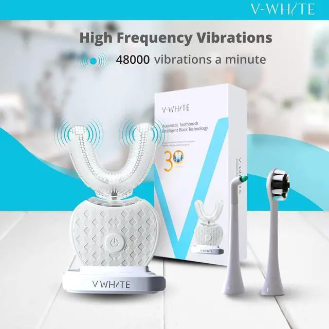 Alt view image 6 of 7 - Adults Auto Brush Ultrasonic U-Shaped Toothbrush 360° Teeth Cleaning, Hands-Free Electric Autobrush Gum Protection, Waterproof IPX7, Wireless Charging