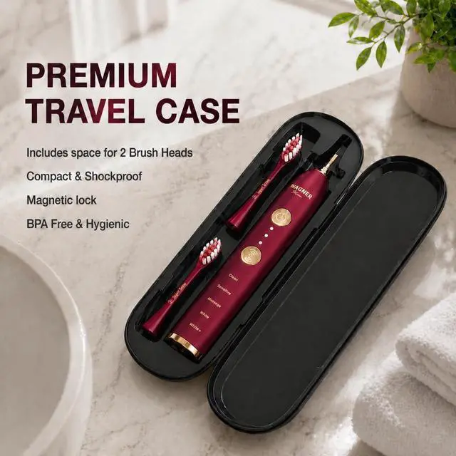 Alt view image 4 of 6 - WHITEN+ Electric Toothbrush, 48,000 VPM, Pressure Sensor, 5 Modes, 8 Brush Heads, Travel Case