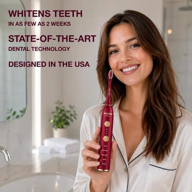 Alt view image 6 of 6 - WHITEN+ Electric Toothbrush, 48,000 VPM, Pressure Sensor, 5 Modes, 8 Brush Heads, Travel Case