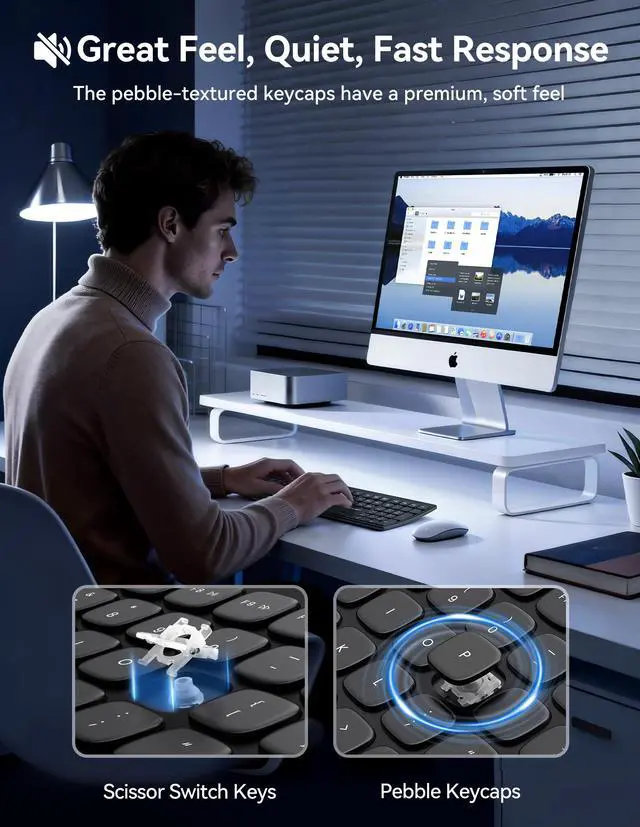 Alt view image 4 of 7 - Bluetooth Wireless Rechargeable Keyboard with BT5.0, 2.4G & Wired