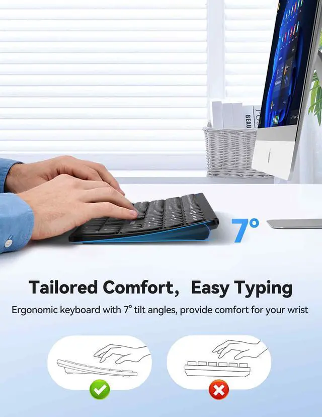 Alt view image 3 of 7 - Bluetooth Wireless Rechargeable Keyboard with BT5.0, 2.4G & Wired