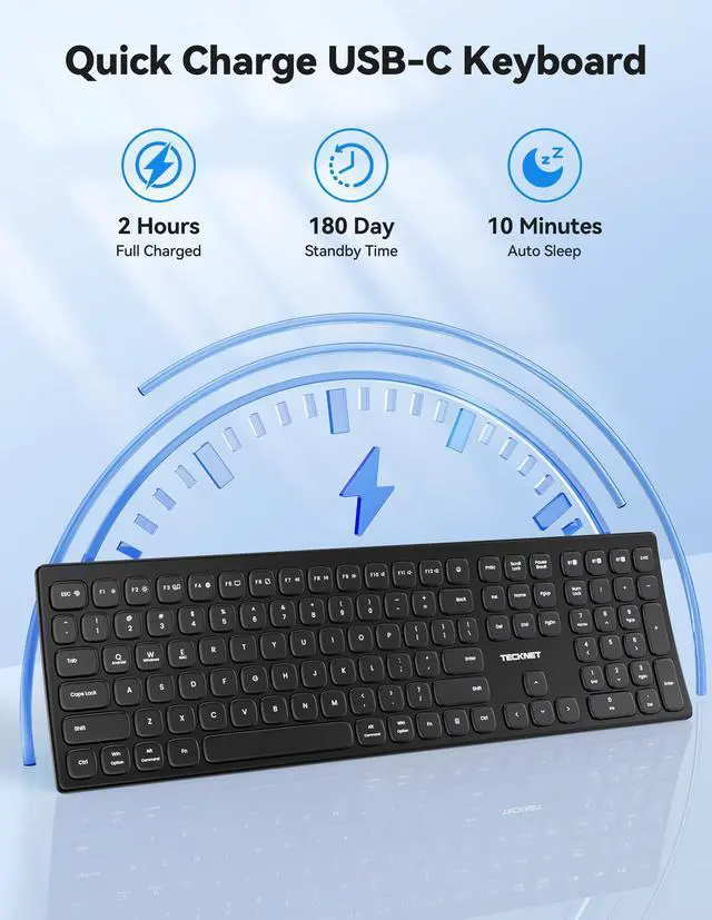 Alt view image 5 of 7 - Bluetooth Wireless Rechargeable Keyboard with BT5.0, 2.4G & Wired