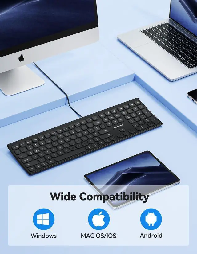 Alt view image 7 of 7 - Bluetooth Wireless Rechargeable Keyboard with BT5.0, 2.4G & Wired