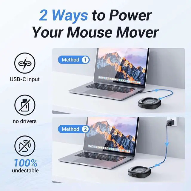 Alt view image 4 of 7 - Mouse Mover with Adjustable Interval Timer and Ultra-Silent Motor, Mouse Jiggler Simulates Real Mouse Movement, No Need Software, Mouse Jiggers for Keeping Computer Awake(Black)