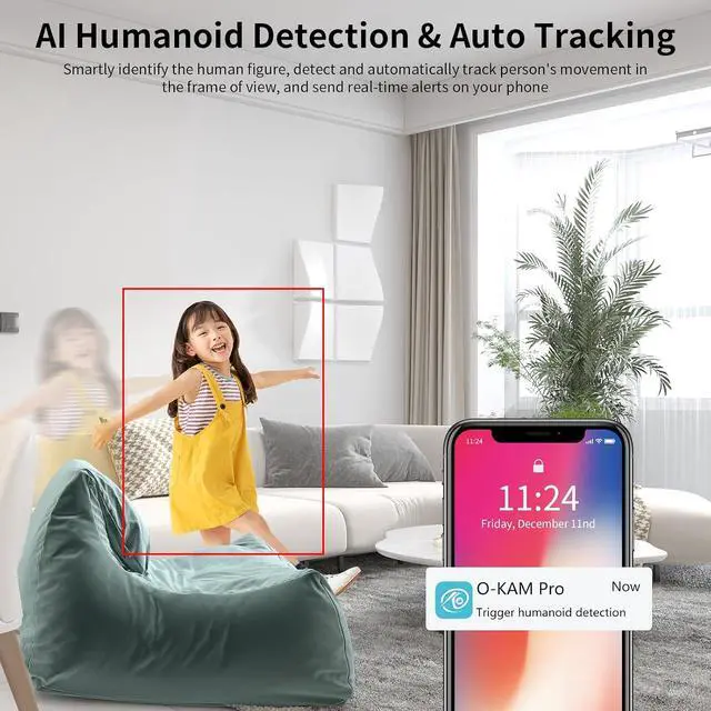 Alt view image 5 of 7 - VSTARCAM WiFi Indoor Camera, Indoor Camera Battery Powered, Cameras for Home Security with AI Motion Detection, One-Touch Call, Pet/Baby Monitor, Color Night Vision