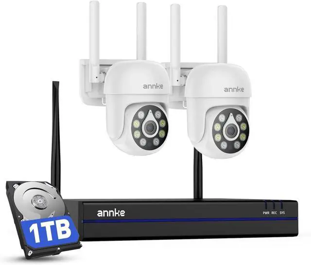 Main image of ANNKE Wireless Camera System, 16CH Expandable 4K Security NVR, 2Pcs 5MP Outdoor Cameras, 2-Way Audio, Dual-Band WiFi, Human Detection, IP66 Waterproof, 1TB HDD, Compatible with Alexa, 24/7 Protection