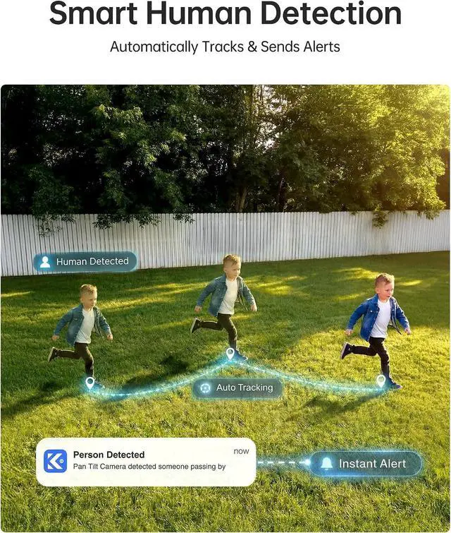Alt view image 4 of 7 - Solar Security Cameras Wireless Outdoor 4-Pack with NVR, Dual-Lens 2K+2K WiFi Home Security Camera System, 360° Auto Tracking, AI Human & Vehicle Detection, Color Night Vision, No Monthly Fee