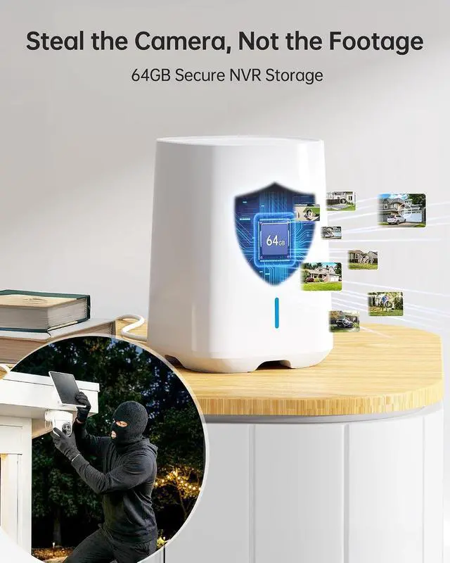 Alt view image 7 of 7 - Solar Security Cameras Wireless Outdoor 4-Pack with NVR, Dual-Lens 2K+2K WiFi Home Security Camera System, 360° Auto Tracking, AI Human & Vehicle Detection, Color Night Vision, No Monthly Fee