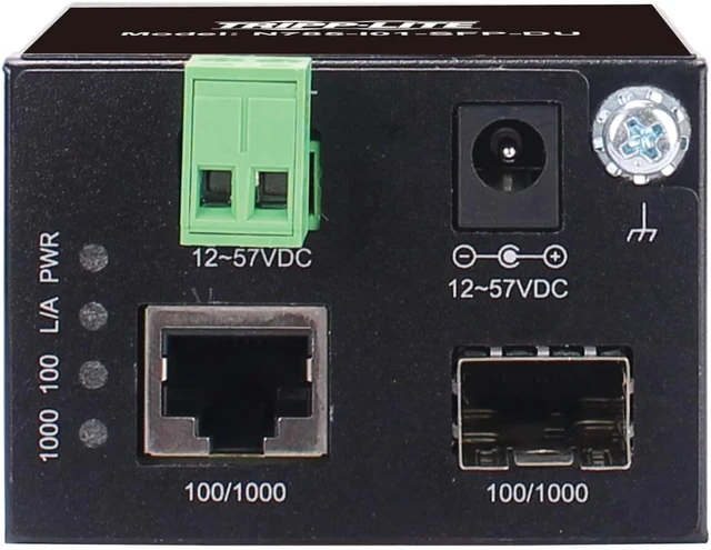 Alt view image 3 of 6 - TRIPP LITE Industrial Heavy-Duty Network Copper Ethernet to Fiber Optic Unmanaged SFP Transceiver Media Converter Extender, SFP to RJ45, 10/100/1000 Mbps, DC Power, 2-Year Warranty (N785-I01-SFP-DU)