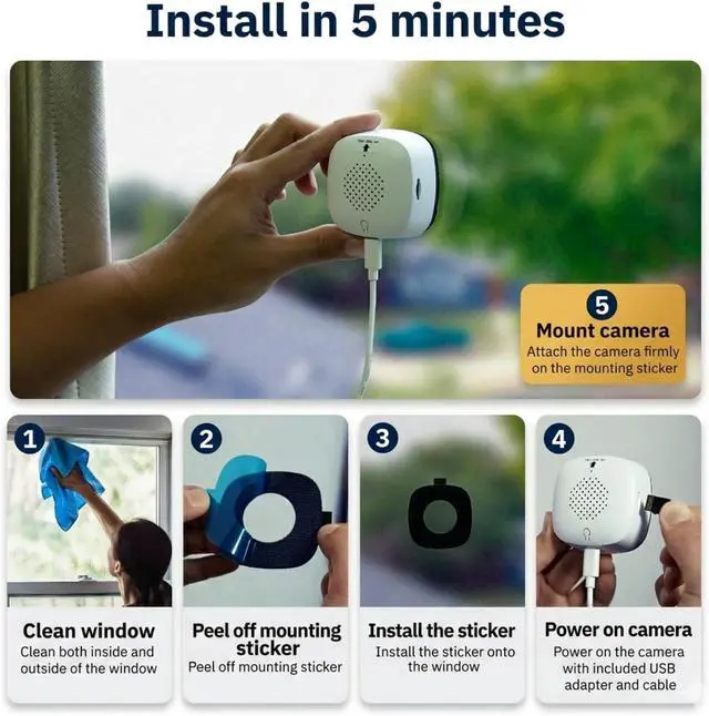 Alt view image 5 of 7 - Girafit 3MP 2K Window Camera,2.4GHz & 5GHz WiFi Indoor Cameras for Home Security with ChroMax Al Color Night Vision,Person & Motion Detection,24/7 Recording,Easy & Quick Install