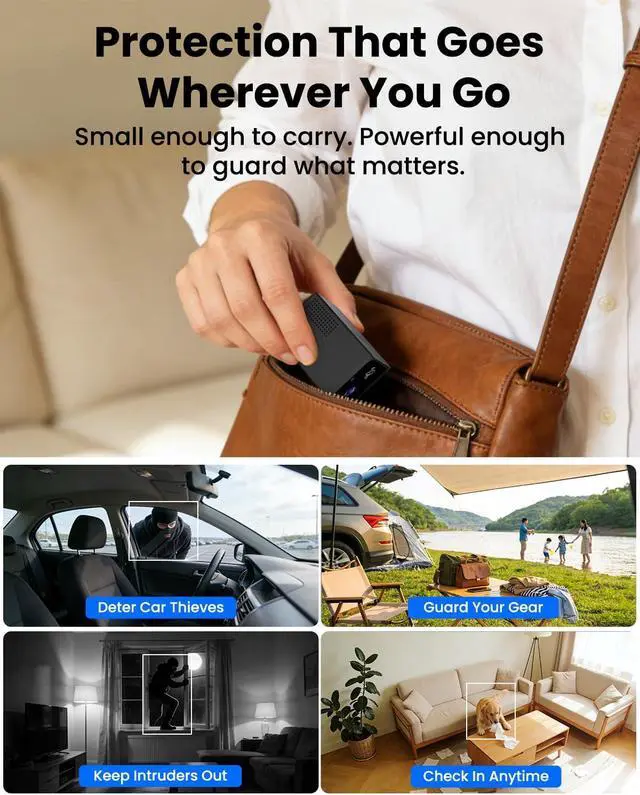 Alt view image 7 of 7 - 4G LTE Spy Camera No WiFi Needed with SIM Card, UCOCARE 4K Mini Hidden Camera for Car Anti-Theft & Vandalism, AI Radar Motion Detection Through Glass & Alert, 5200mAh Battery, No Red Glow Night Vision
