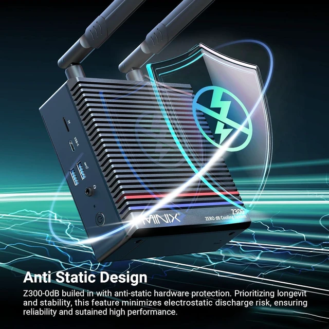 Alt view image 3 of 7 - NEO Z300-0dB Fanless Mini PC i3-N300, 16GB DDR4, 512GB PCIe SSD