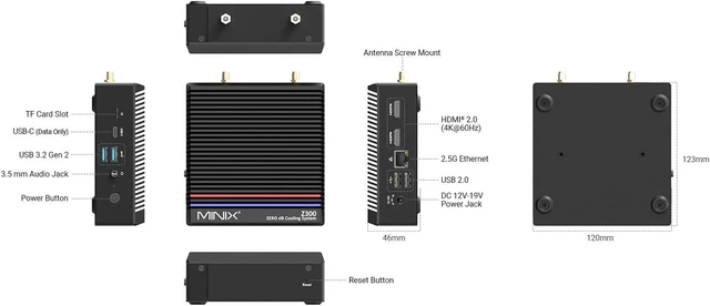 Alt view image 7 of 7 - NEO Z300-0dB Fanless Mini PC i3-N300, 16GB DDR4, 512GB PCIe SSD
