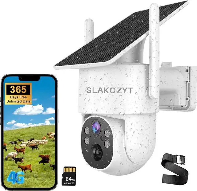 Main image of 4G LTE Cellular Security Camera OutdoorNo WiFi Security Camera Solar Powered365 Days Free Unlimited Data,360°Live ViewPIR Motion SensorColor Night VisionTuya Smart Camera