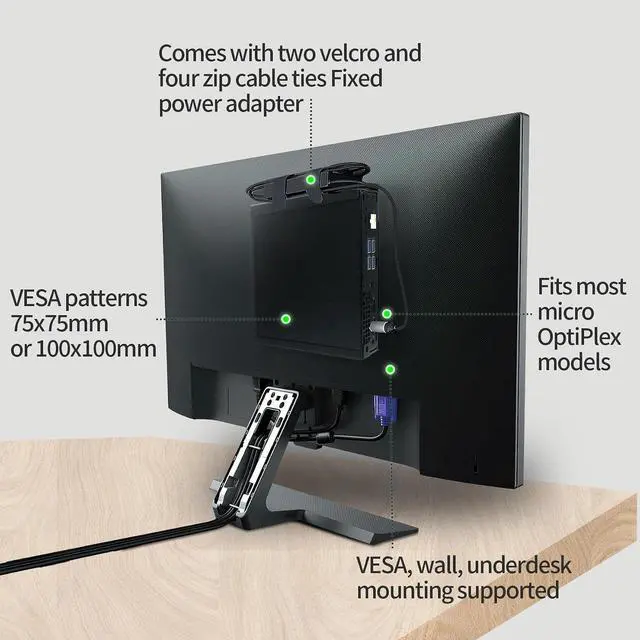 Alt view image 4 of 5 - Mini PC Mount Compatible with Dell OptiPlex Micro ,Mini PC VESA Mount, Under DeskMount and Wall Mount, Fits MFF 7050 7010 7020 7080 5070 7060 7090 3060 3050 3090 3060 9020 Pro Micro Plus,1 Pack
