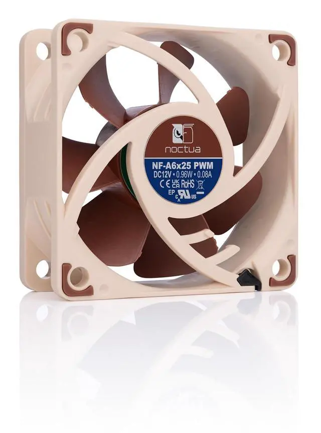 Alt view image 2 of 6 - Noctua NF-A6x25 PWM, Premium Quiet Fan, 4-Pin (60mm, Brown)