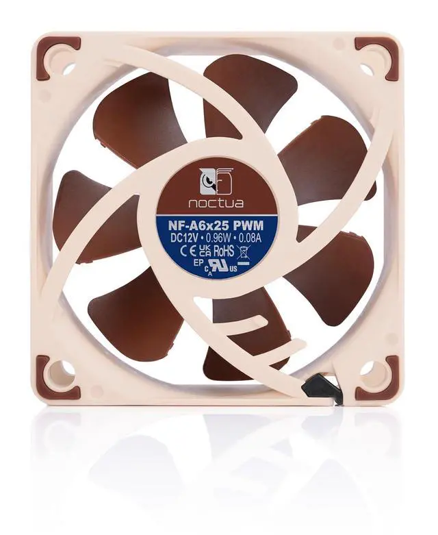 Alt view image 4 of 6 - Noctua NF-A6x25 PWM, Premium Quiet Fan, 4-Pin (60mm, Brown)
