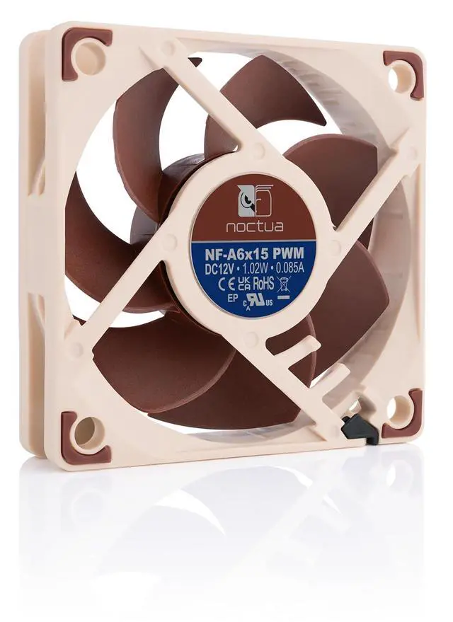 Alt view image 2 of 6 - Noctua NF-A6x15 PWM, Premium Quiet Slim Fan, 4-Pin (60x15mm, Brown)