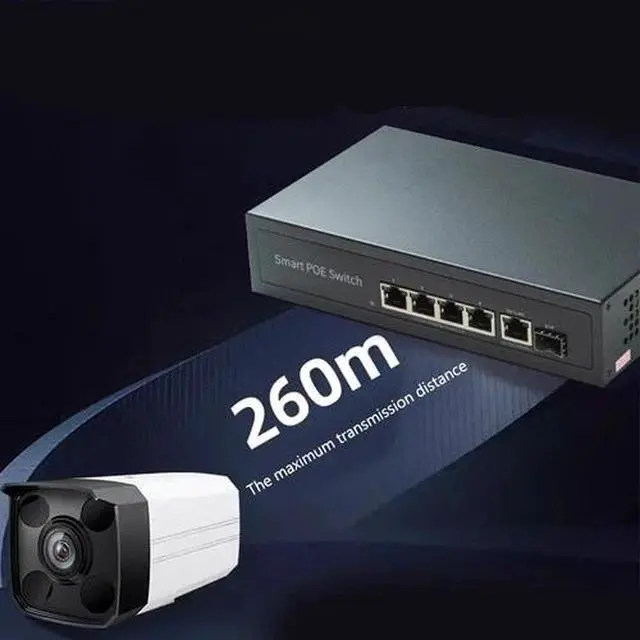 Alt view image 4 of 7 - 4Port Gigable POE Network Switch 100Mbps Uplink SFP Plug and Play Camera Splitt