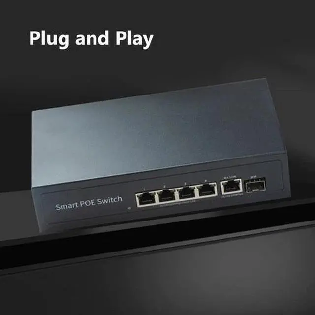 Alt view image 7 of 7 - 4Port Gigable POE Network Switch 100Mbps Uplink SFP Plug and Play Camera Splitt