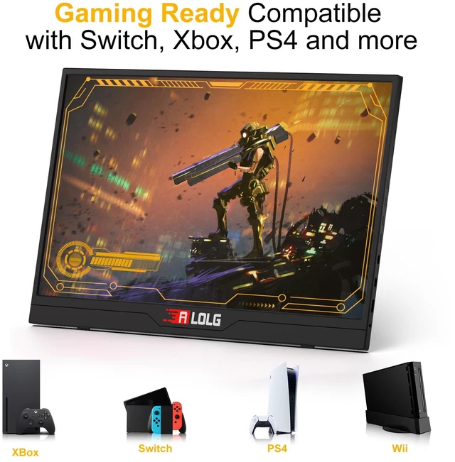 Alt view image 3 of 7 - 144Hz 16" Portable Monitor 1920x1200 FHD IPS with USB-C Mini HDMI Full-function USB-C one-cable video & power HDMI port, for laptops, phones, PS5, Switch, Xbox without extra adapters