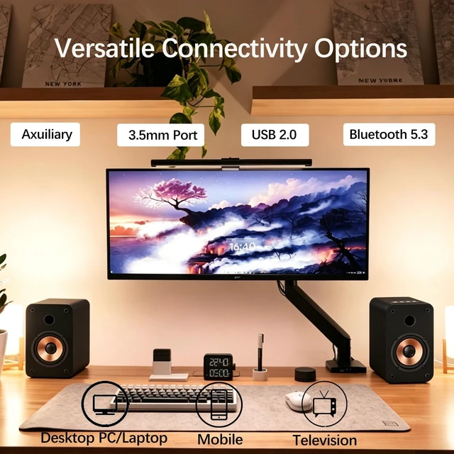 Alt view image 2 of 7 - 30 Watts RMS Computer Speakers for Desktop and Laptop Wooden Cabinet,Bluetooth Bookshelf Gaming Speakers with 3" Aluminum Speaker,Aux & USB Inputs,Sold As Pair