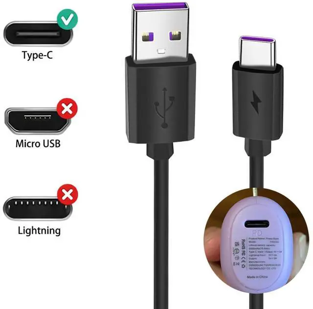 Alt view image 2 of 6 - USB Fast Charger Charging Cable for Power Banks Compatible with iWalk, Anker, RAVPower, BONAI, INIU, USB-C & Other Power Banks with USB C Input Port -5ft