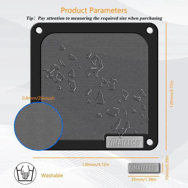 Alt view image 2 of 6 - 120mm Dust Filter PC for Computer Cooler Fan/PSU/Routers PVC 50 Mesh, Computer Fan Filter Grills Magnetic with Screws Dustproof Case Cover (PVC V4.0, 120 * 120mm, 2pcs, Black)