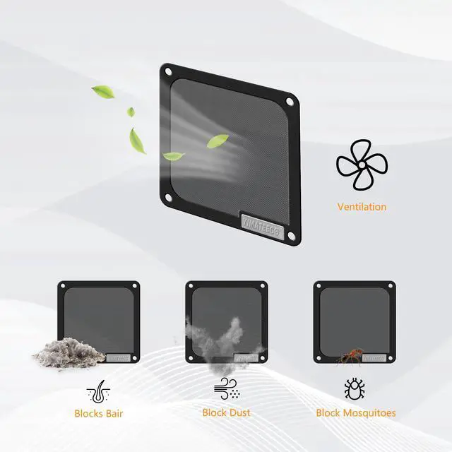 Alt view image 3 of 6 - 120mm Dust Filter PC for Computer Cooler Fan/PSU/Routers PVC 50 Mesh, Computer Fan Filter Grills Magnetic with Screws Dustproof Case Cover (PVC V4.0, 120 * 120mm, 2pcs, Black)