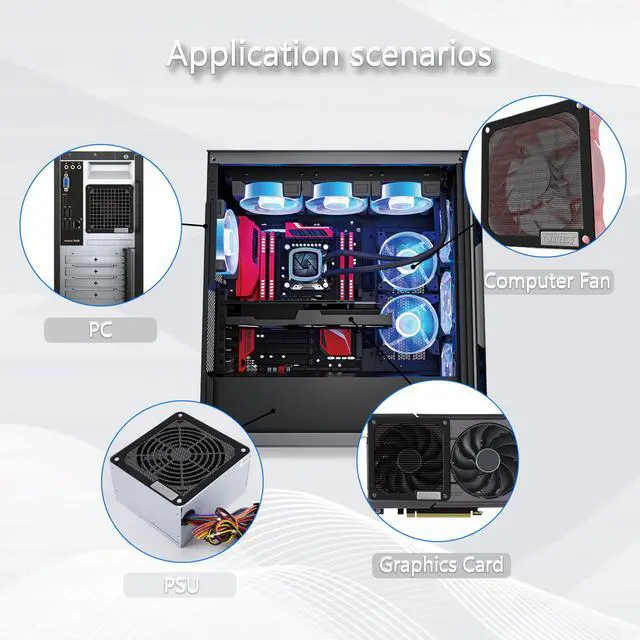 Alt view image 4 of 6 - 120mm Dust Filter PC for Computer Cooler Fan/PSU/Routers PVC 50 Mesh, Computer Fan Filter Grills Magnetic with Screws Dustproof Case Cover (PVC V4.0, 120 * 120mm, 2pcs, Black)