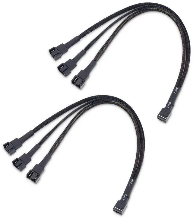 Main image of 2-Pack 3 Way 4 Pin PWM Fan Splitter Cable - 12 Inches / 30cm, 1x PWM-Controlled with 2 Follower, PC Fan Splitter 1 to 3 Converter