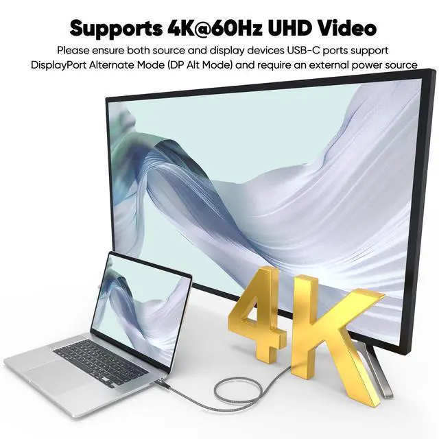 Alt view image 5 of 7 - USB C Data Cable 3ft, USBC 3.2 Gen 2X2 with 20Gbps High Speed Data Transfer & 240W Charging & 4K@60Hz USB-C to Type C Monitor Cord Full-Function Braided for Portable SSD Hub Docking Station Laptop PS5