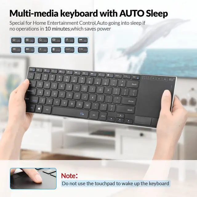 Alt view image 5 of 7 - 2.4G Wireless Keyboard,Bluetooth Keyboard(BT 5.1+2.4G),Aluminium Alloy Portable with Touchpad for Computer,PC,Tablet,iPad,Android TV Box,Smart TV,Windows,Mac (Black)