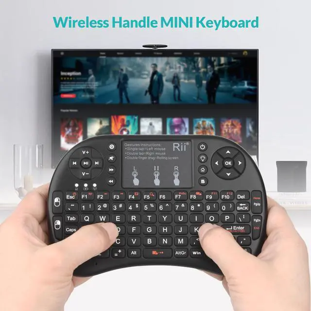 Alt view image 7 of 7 - 2.4GHz Mini Wireless Keyboard with TouchpadQWERTY Keyboard, Backlit Portable with Remote Control for Laptop/PC/Tablets/Windows/Mac/TV/Xbox/PS3/Raspberry Pi .(Black)
