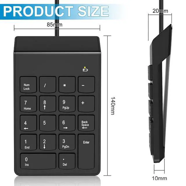 Alt view image 2 of 6 - USB Numeric Keypad Numpad Portable Slim Mini 10 Key Number Pad Keyboard for Laptop Desktop Computer PC, Compatible with ChromeBook Surface Notebook, Tax Accountant Calculate Office Travel & Home