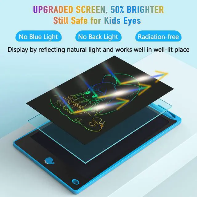 Alt view image 2 of 7 - LCD Writing Tablet for Children 8.8 Inch, Toys for Girls Boys Drawing Pad for 3 4 5 6 7 Year Old Kids Toys, Easter Basket Stuffer for Kids, Toddler Gift Doodle Board Travel Essentials