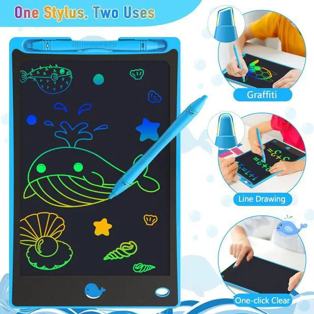 Alt view image 4 of 7 - LCD Writing Tablet for Children 8.8 Inch, Toys for Girls Boys Drawing Pad for 3 4 5 6 7 Year Old Kids Toys, Easter Basket Stuffer for Kids, Toddler Gift Doodle Board Travel Essentials