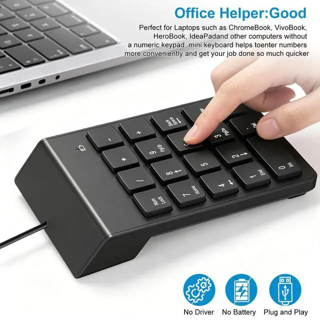Alt view image 4 of 6 - USB Numeric Keypad Numpad Portable Slim Mini 10 Key Number Pad Keyboard for Laptop Desktop Computer PC, Compatible with ChromeBook Surface Notebook, Tax Accountant Calculate Office Travel & Home