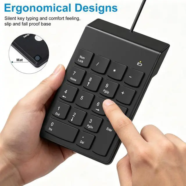 Alt view image 3 of 6 - USB Numeric Keypad Numpad Portable Slim Mini 10 Key Number Pad Keyboard for Laptop Desktop Computer PC, Compatible with ChromeBook Surface Notebook, Tax Accountant Calculate Office Travel & Home