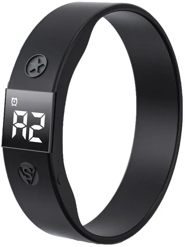 Main image of Vibrating Alarm Watch Water Resistant Wake Up Wristband Silent Medical Reminder Watch - with Timer and 8 Daily Alarms (Black)