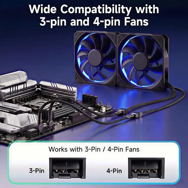 Alt view image 7 of 7 - 24" pwm Fan Extension Cable4 pin Fan Extension CableCable Extension pcPC Fan Extension Cable, PWM Fan Extension Cable, PWM Extension Cable (24"60cm 5pcs)
