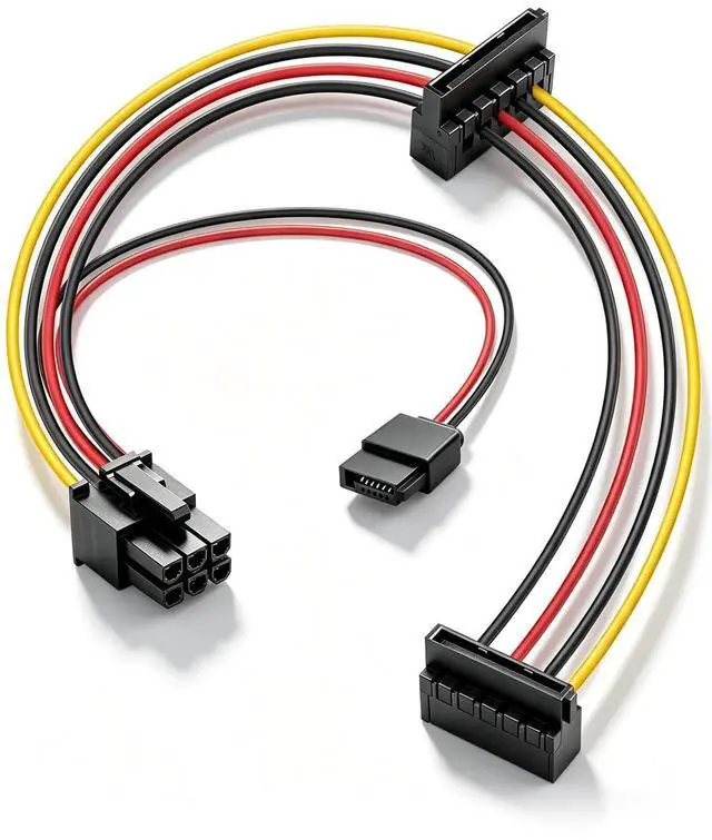 Main image of 6 Pin to Dual SATA 15Pin + Sata 6Pin Power Cable, 6 Pin ATX to Angled Power Adapter Cable, Compatible with 400G1 600 680G1 480G4 280G3 Series Motherboard