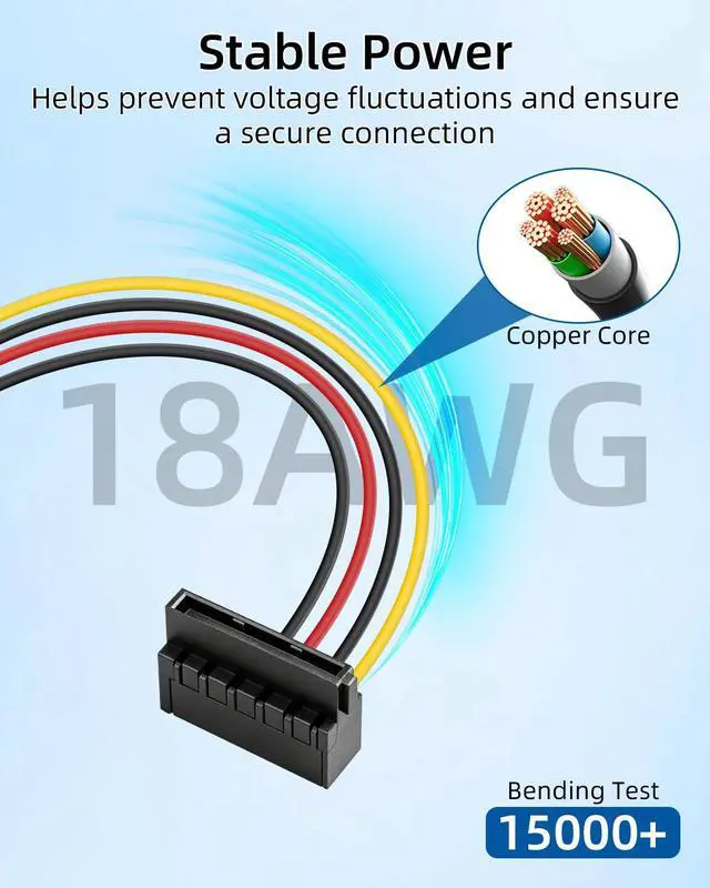 Alt view image 5 of 7 - 6 Pin to Dual SATA 15Pin + Sata 6Pin Power Cable, 6 Pin ATX to Angled Power Adapter Cable, Compatible with 400G1 600 680G1 480G4 280G3 Series Motherboard