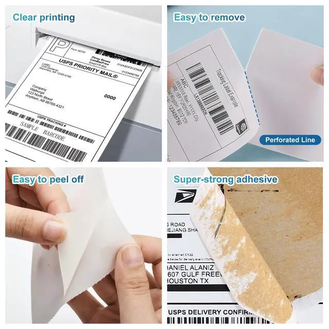 Alt view image 4 of 7 - 4x6 Direct Thermal Shipping Labels for Zebra 2844 ZP-450 ZP-500 ZP-505,Blank,450 Labels/Roll, 1" Core,Total 6 Rolls