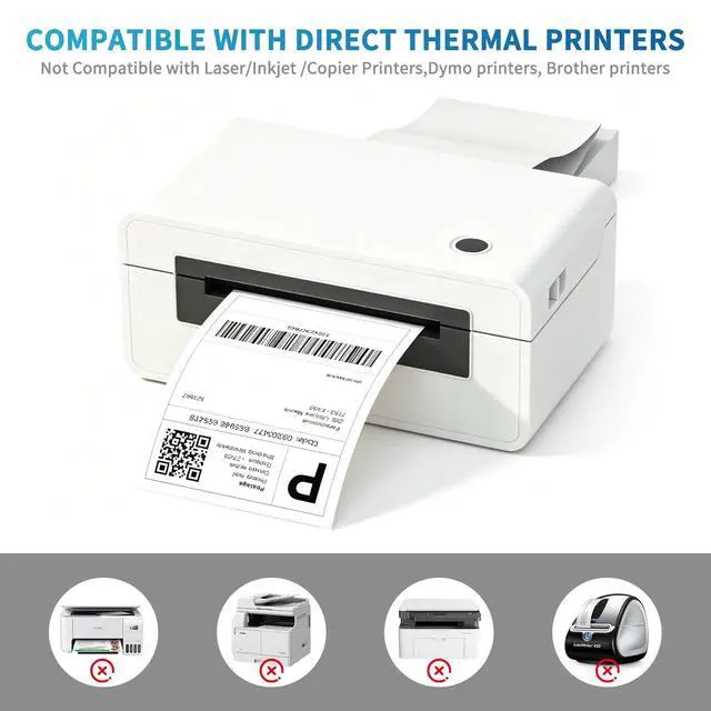 Alt view image 5 of 7 - Fanfold 4 x 6 Direct Thermal Labels White Perforated Shipping Labels, 500pcs per Stack,1 Stack