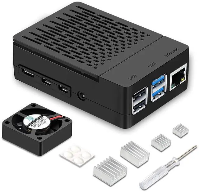 Main image of Case for Raspberry Pi 4, ABS Pi 4 Case with Cooling Fan, Pi 4 Heatsink, Simple Removable Top Cover for Pi 4 Model B/ 4B
