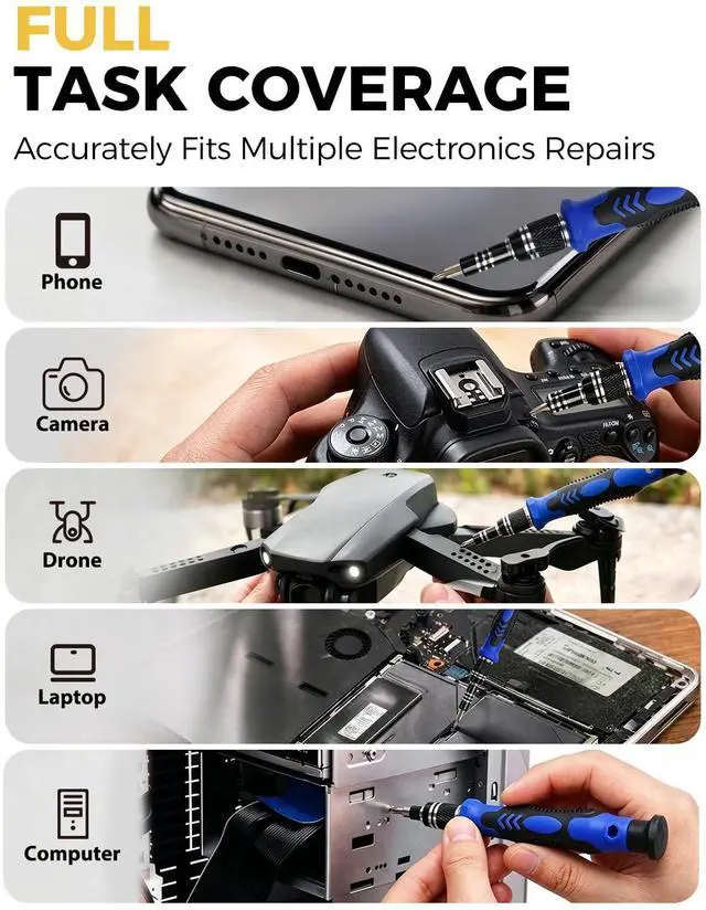 Alt view image 2 of 5 - PC Building Tool Kit 140-IN-1: Computer Tool Kit for Repair & Assembly, Precision Screwdriver Set with Magnetic Bits for Laptop, iPhone, MacBook, PS4/5, Xbox, Game Console (Blue)