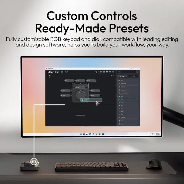 Alt view image 4 of 7 - D100H Video Editing Keyboard with Dial Knob, Wireless Bluetooth Controller for Mac/PC, 7 in 1 Power Customizable Macro Keypad with Tactile Feedback for Beginners, Photographers & Video Creators